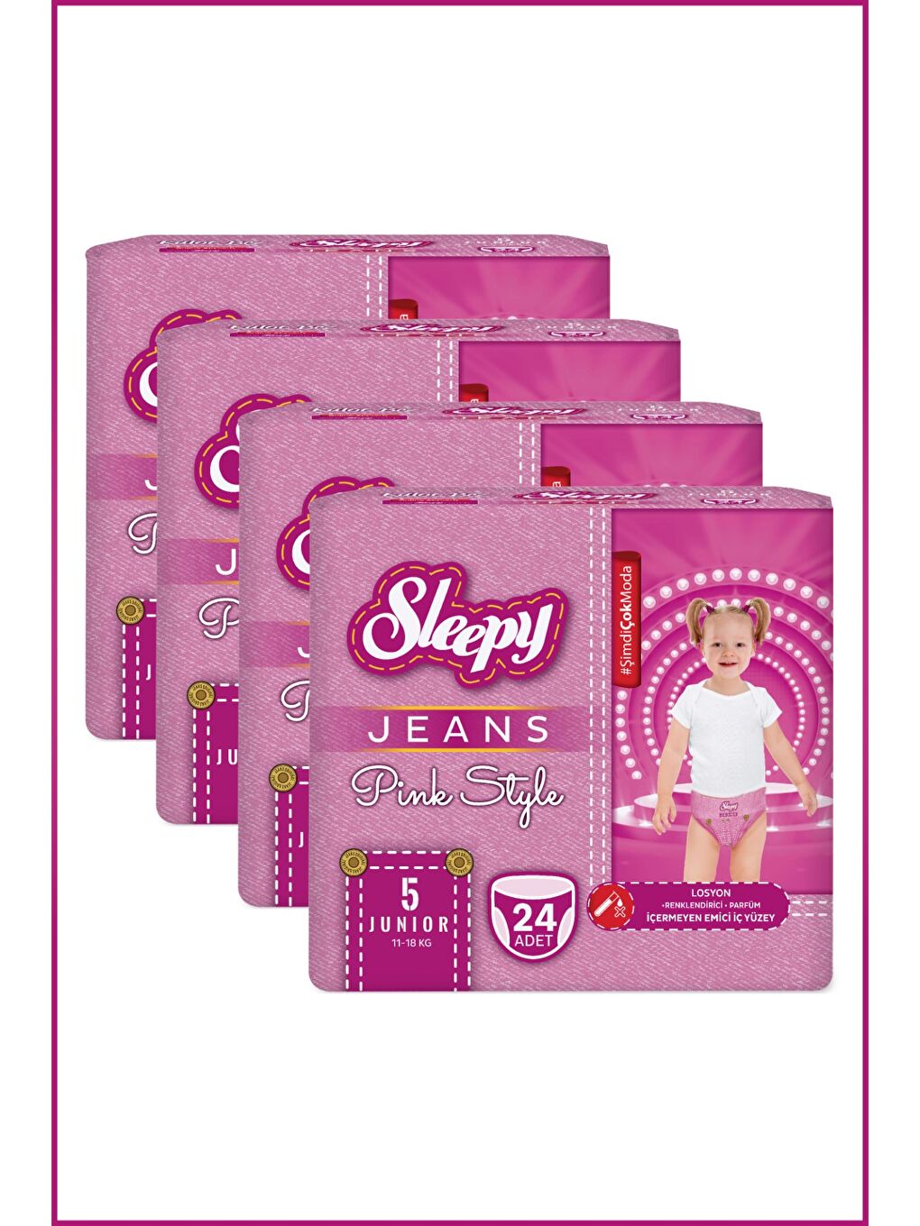 Pink Jeans Külot Bez 5 Numara Junior 4’lü Jumbo 96 Adet-2