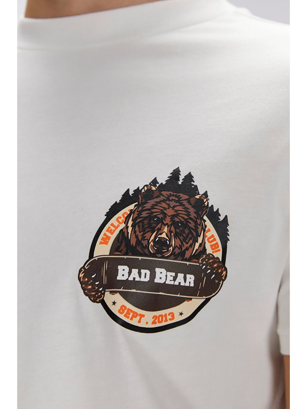 Flint Beyaz Erkek Baskılı %100 Pamuk Tişört-2