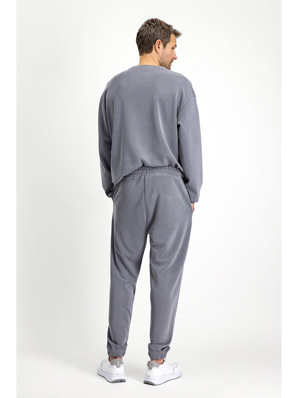 Antrasit Uzun Kol Bisiklet Yaka 2'li Modal Eşofman Takımı-6