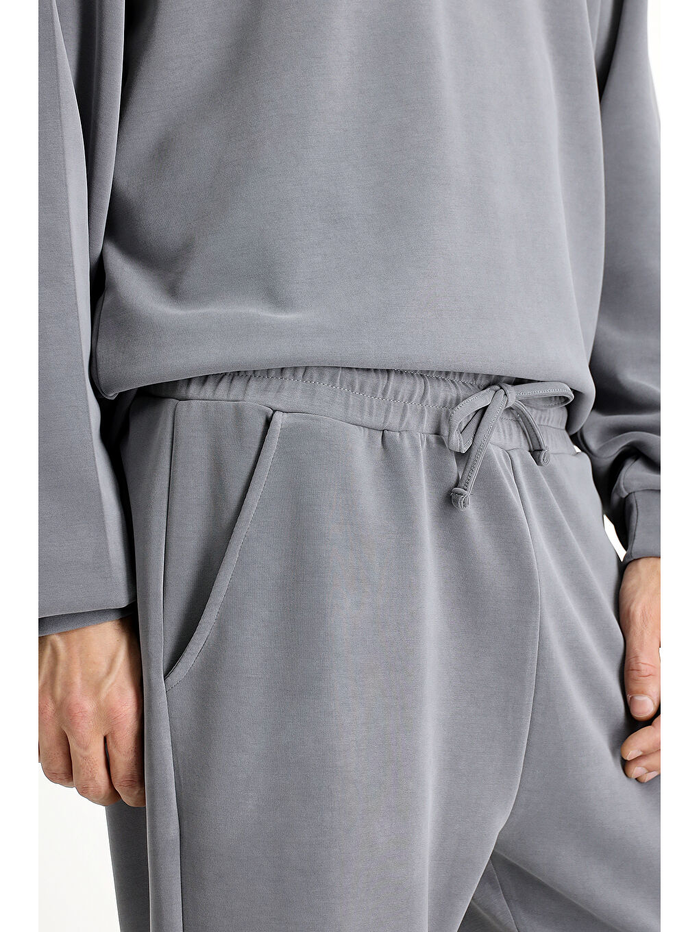 Antrasit Uzun Kol Bisiklet Yaka 2'li Modal Eşofman Takımı-7