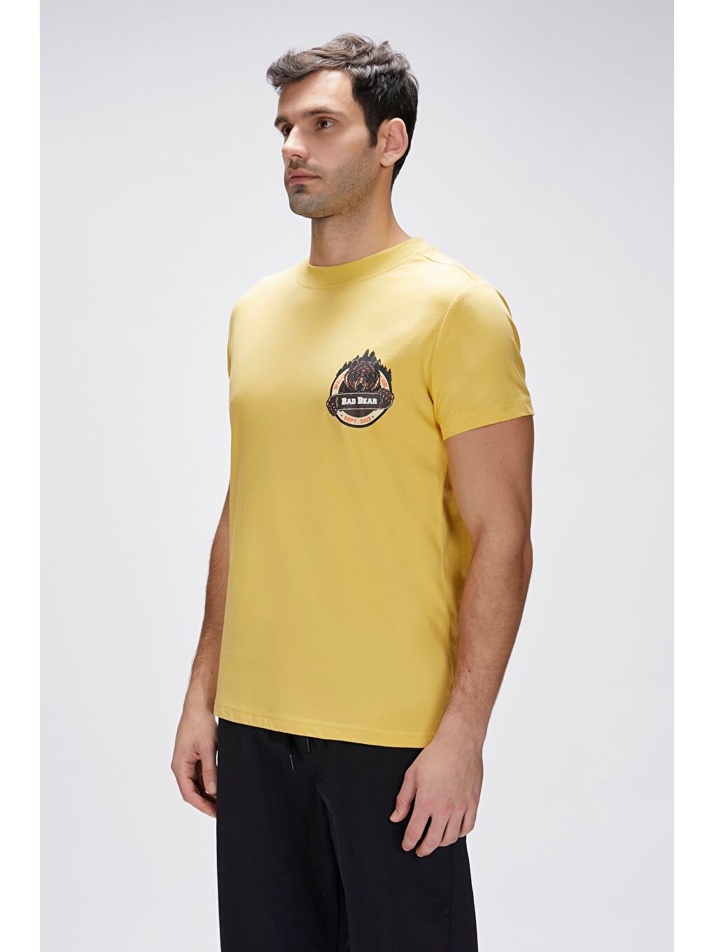 Flint Sarı Erkek Baskılı Tişört-2
