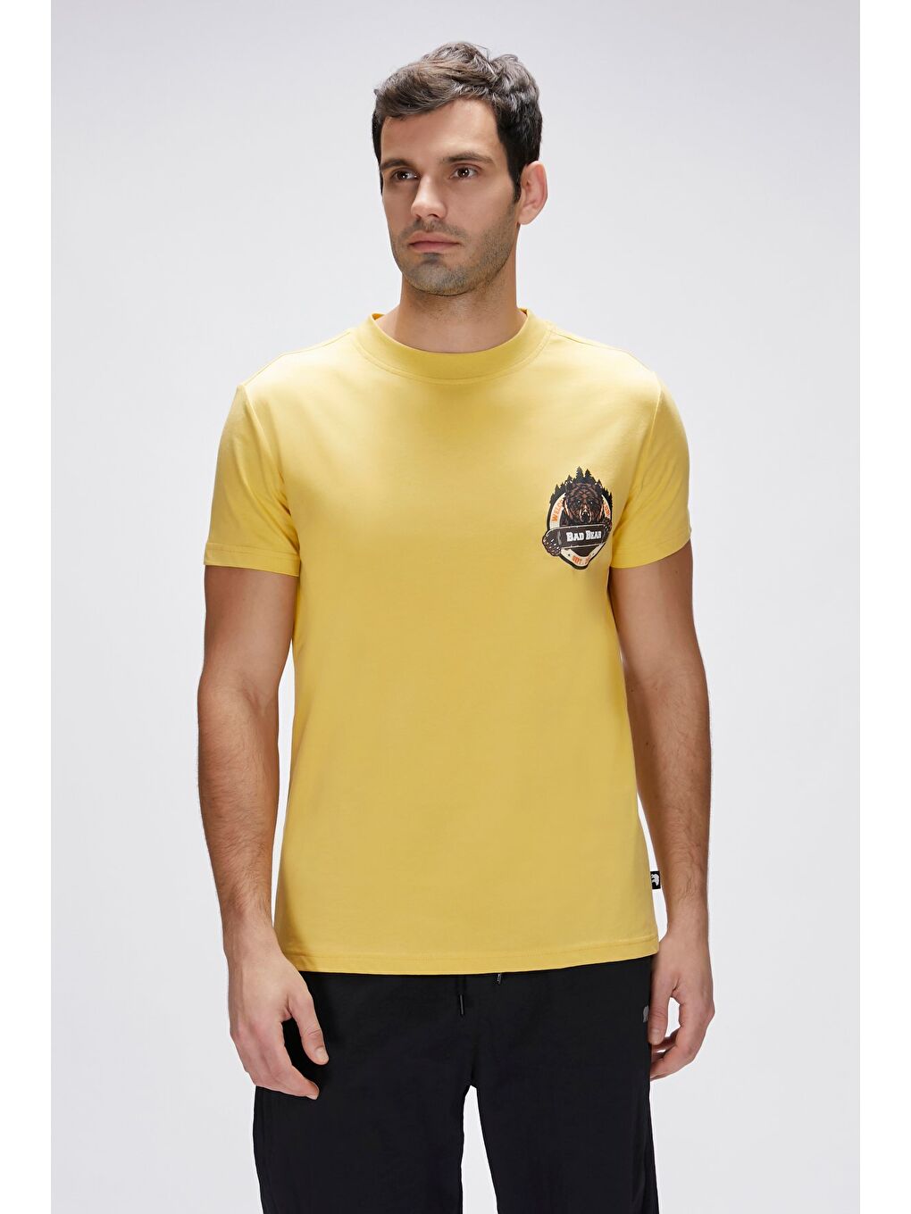 Flint Sarı Erkek Baskılı Tişört-4