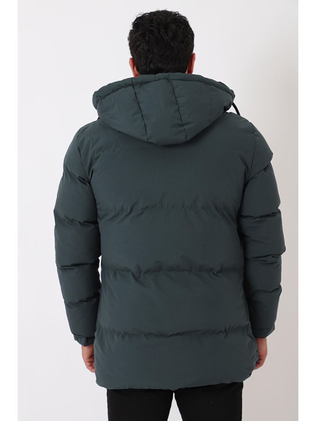 Petrol Göğüs Cepli İçi Kürklü Uzun Şişme Mont PLDP 2957_50456-5