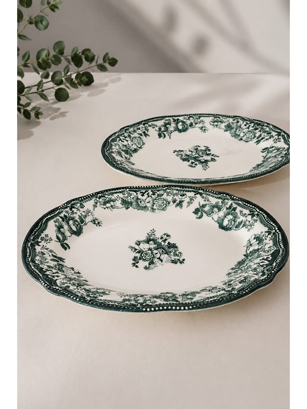 Karışık Porselen Velour Green Fulya Kayık Tabak Seti 26cm 2 Parça
