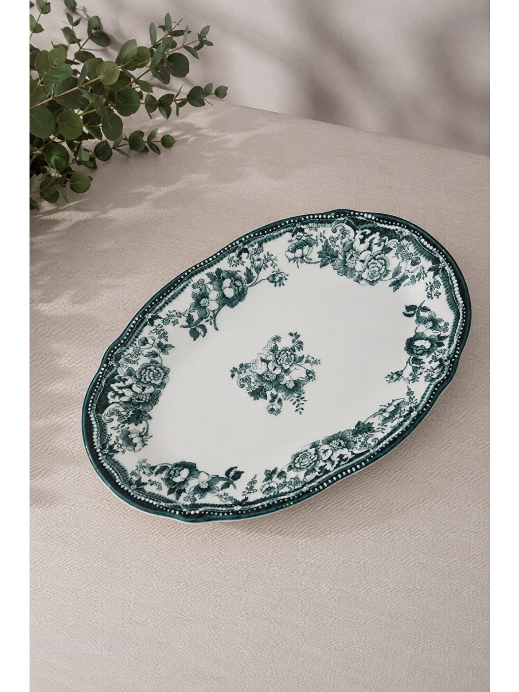 Karışık Porselen Velour Green Fulya Kayık Tabak Seti 26cm 2 Parça-2