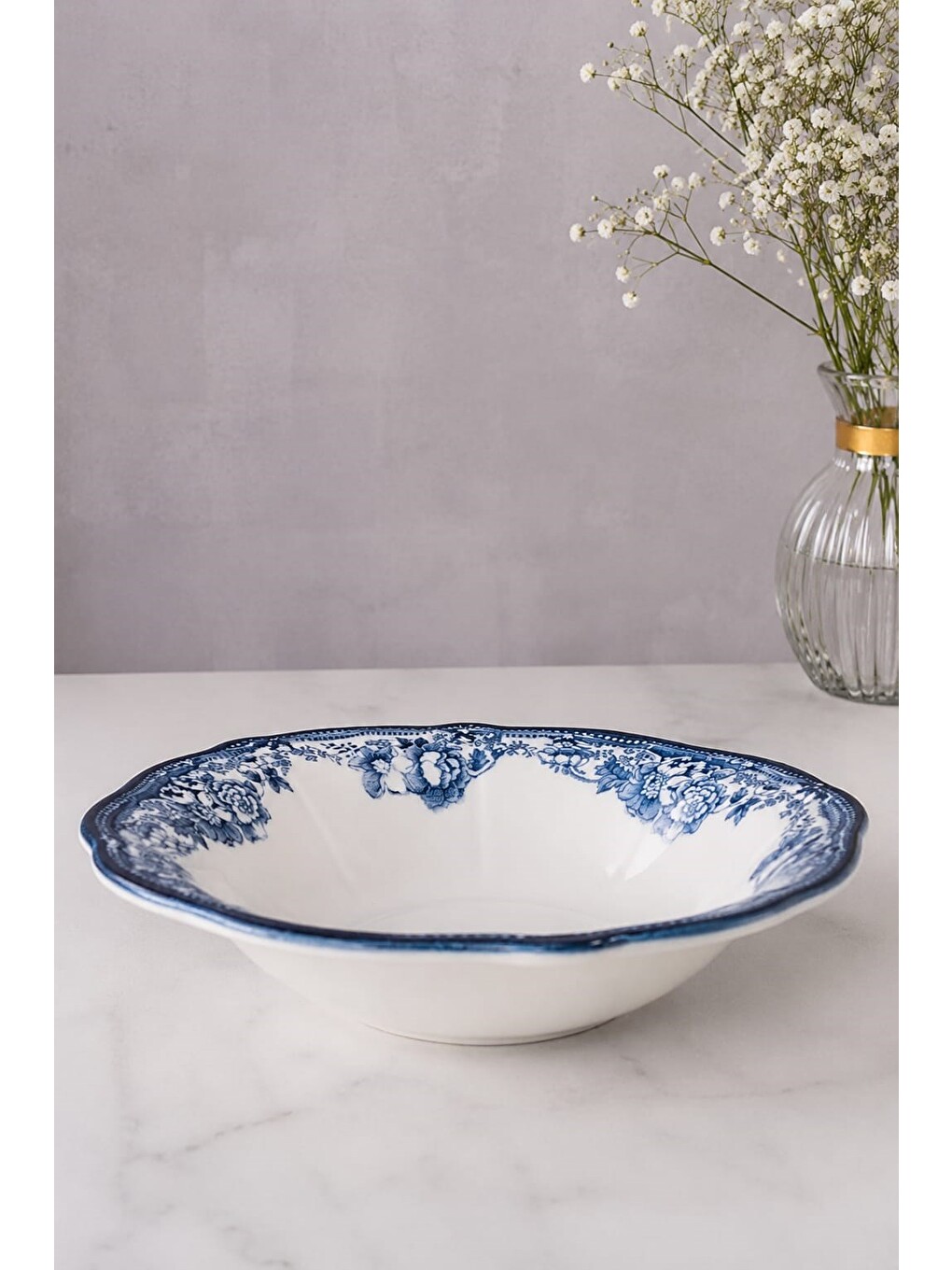 Karışık Porselen Velour Navy Fulya Bowl Kase 26cm Tekli-1
