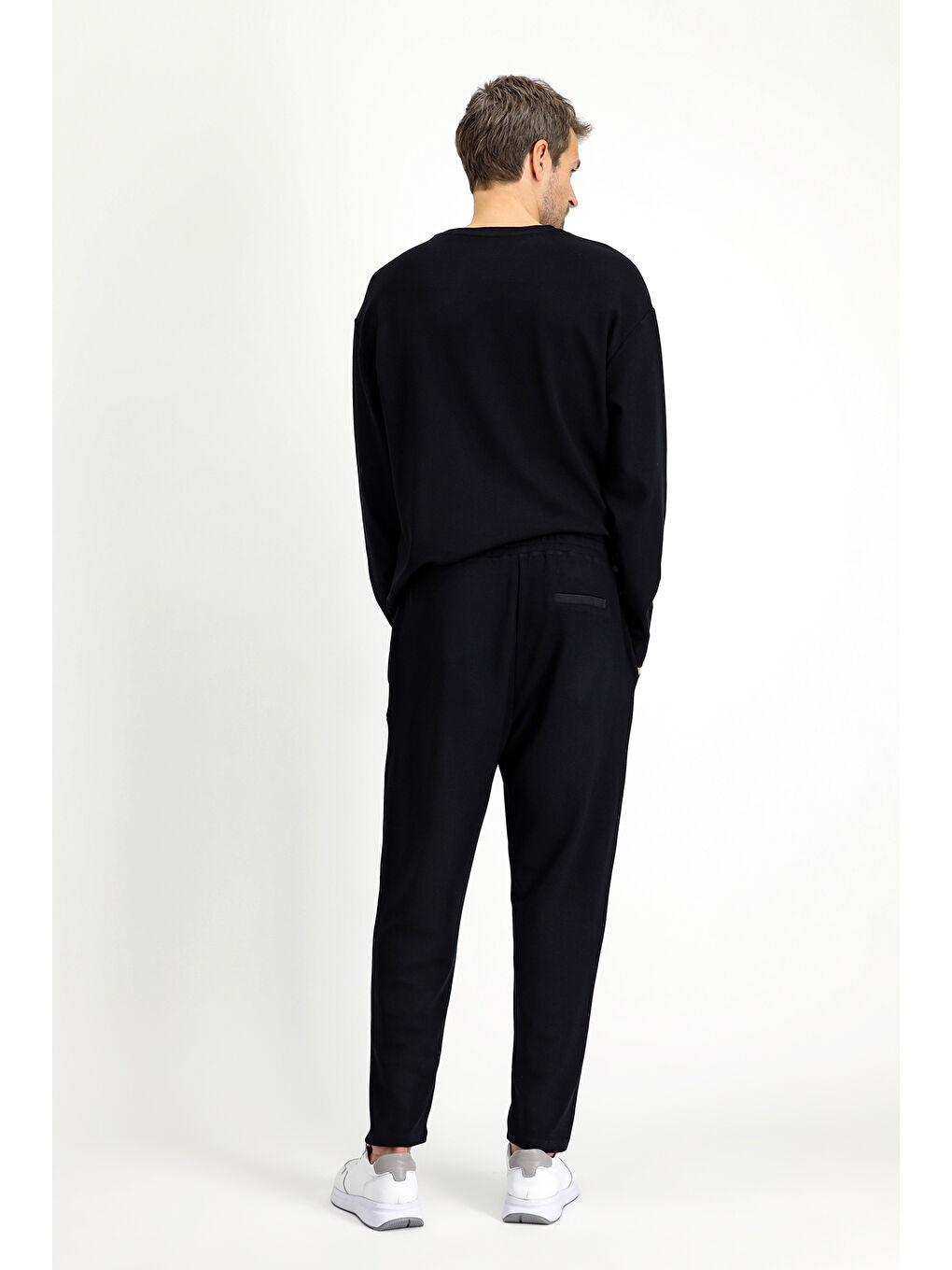 Siyah Uzun Kol Bisiklet Yaka 3'lü Şortlu Pijama Seti-4