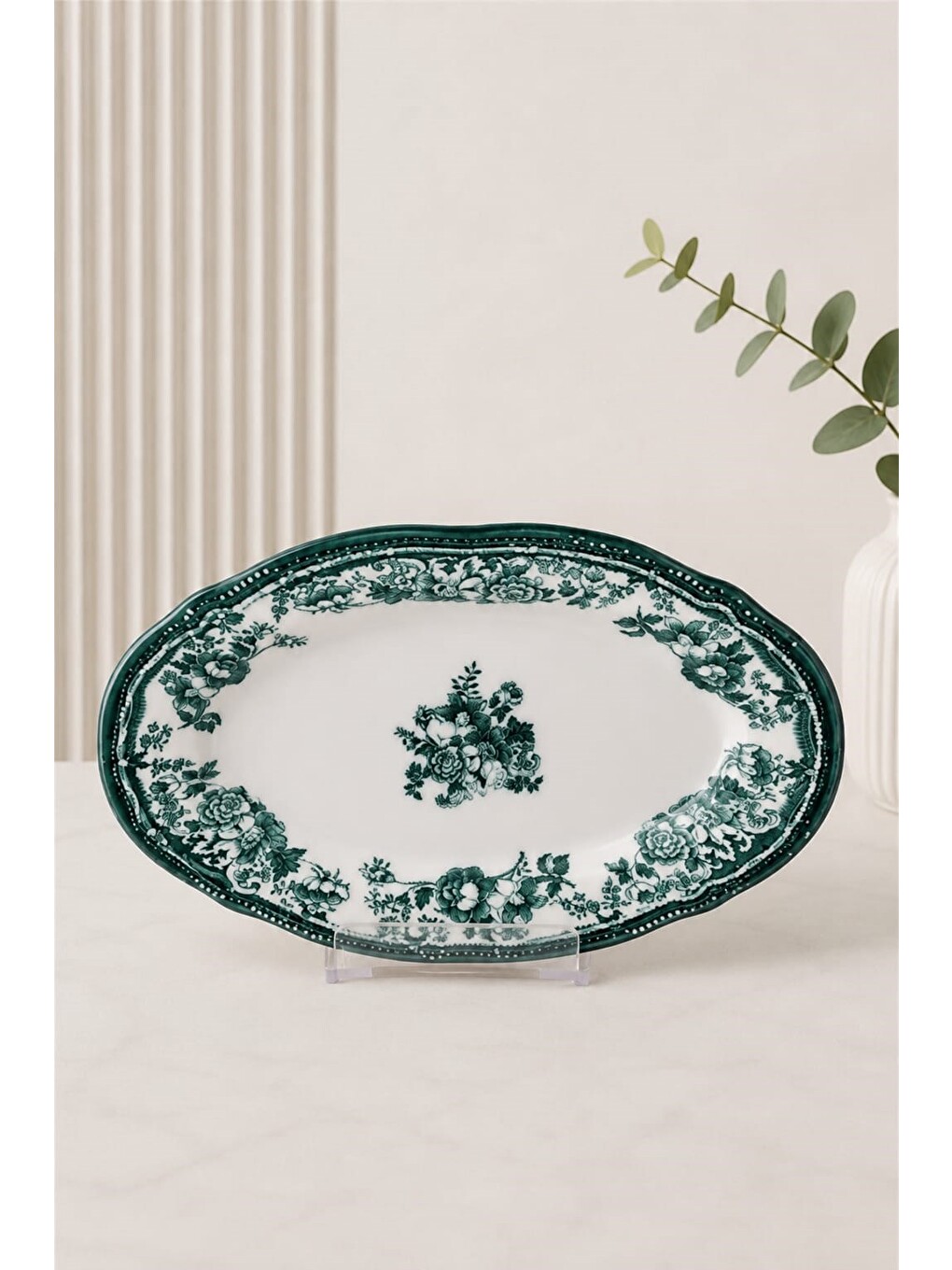 Karışık Porselen Velour Green Fulya Kayık Tabak 22cm 2 Parça-2