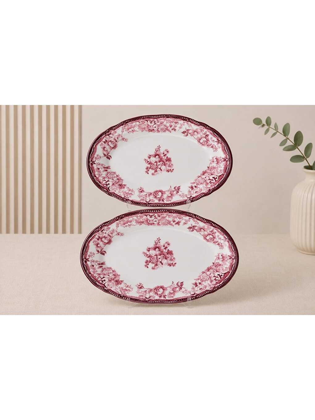 Karışık Porselen Velour Maroon Fulya Kayık Tabak Seti 22cm 2 Parça-1