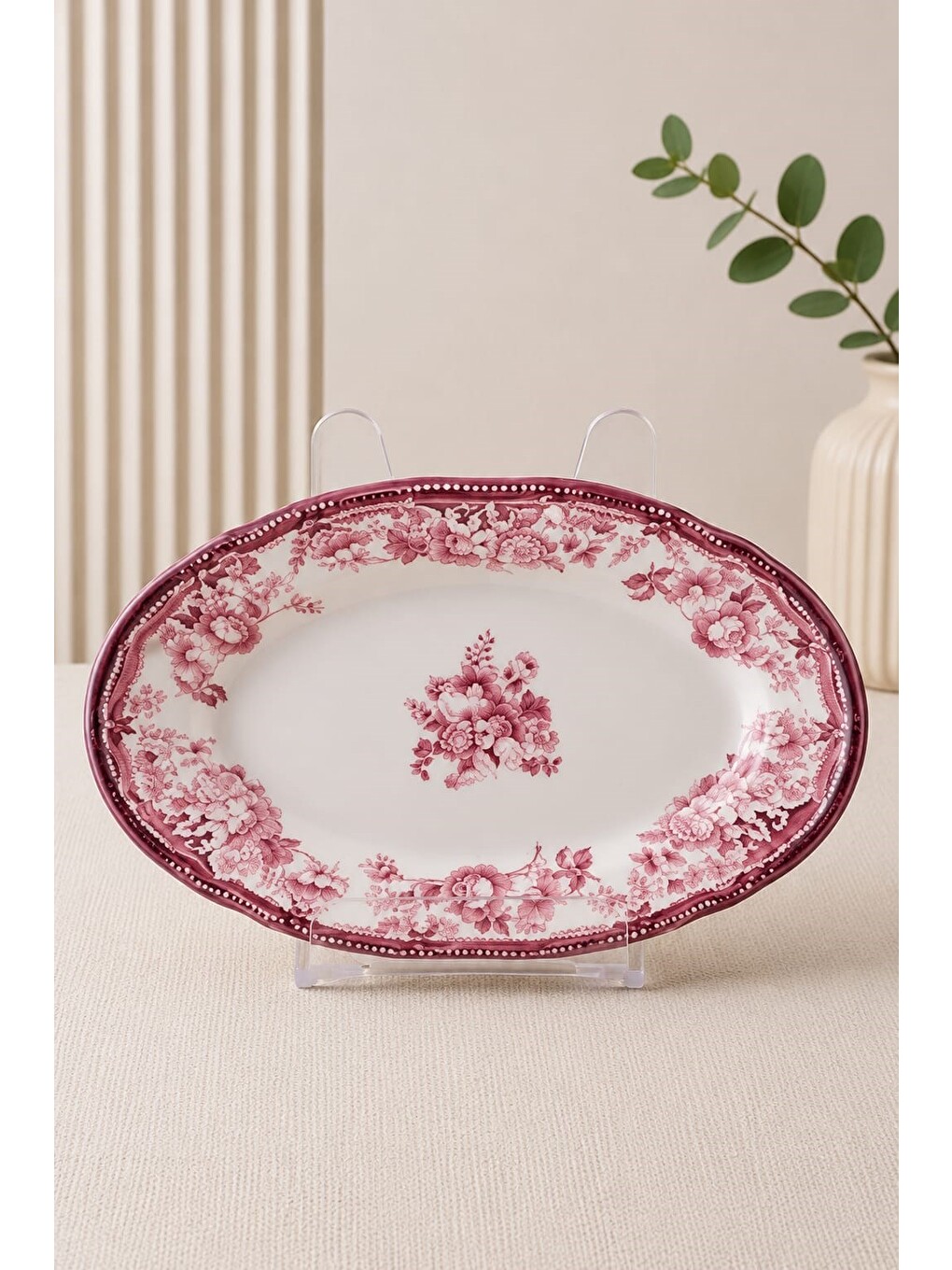 Karışık Porselen Velour Maroon Fulya Kayık Tabak Seti 22cm 2 Parça-2