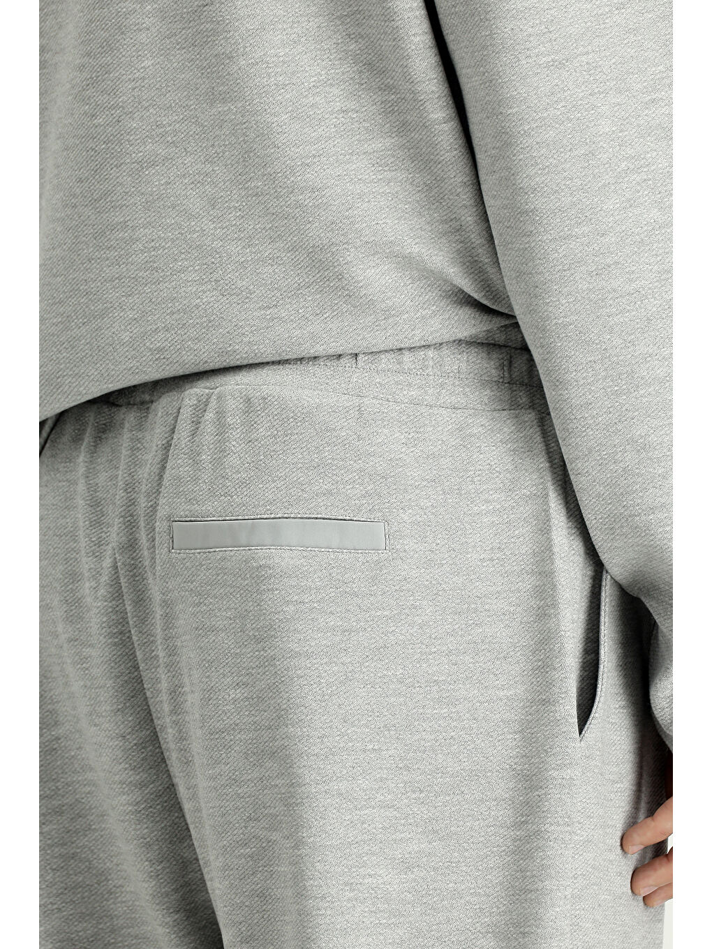 Gri Uzun Kol Bisiklet Yaka 3'lü Şortlu Pijama Seti-4