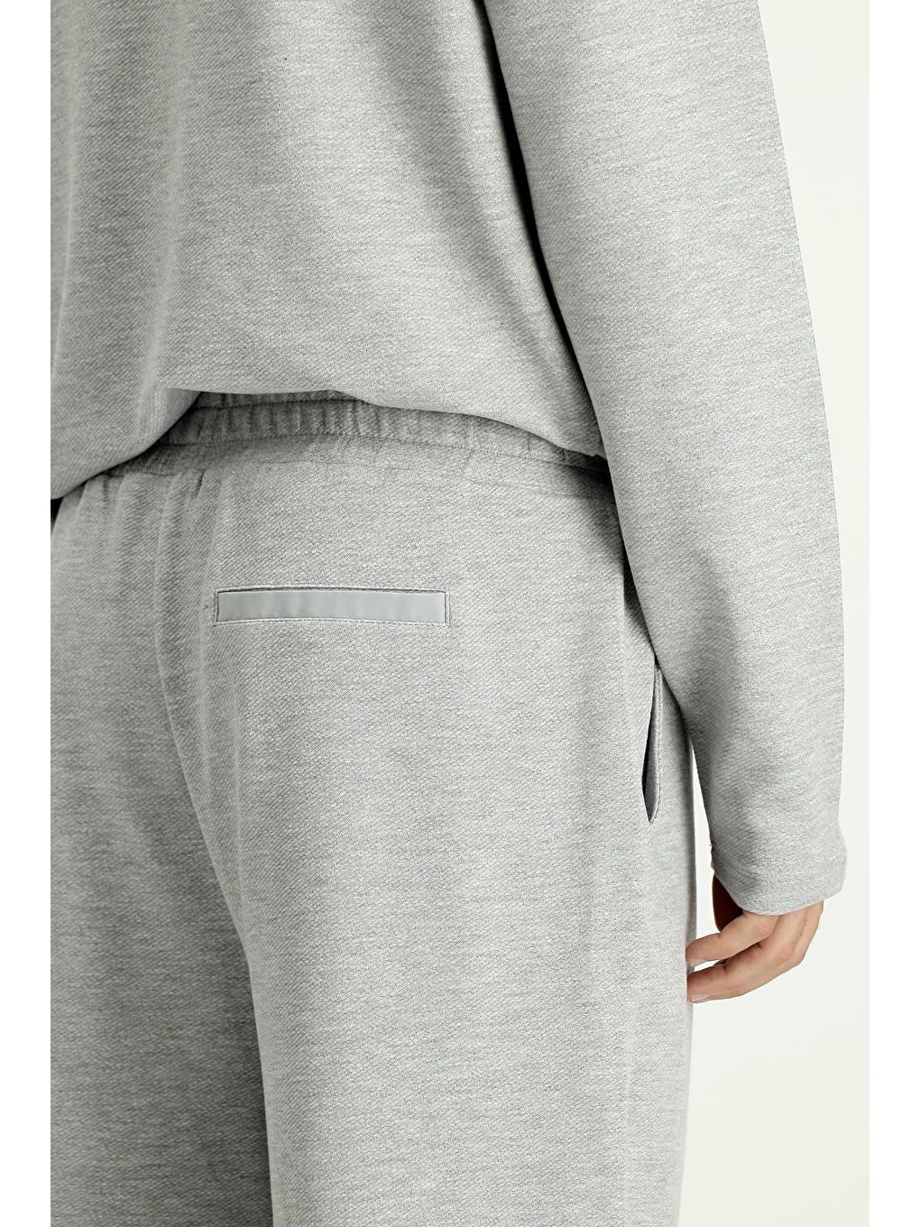 Gri Uzun Kol Bisiklet Yaka 3'lü Şortlu Pijama Seti-8