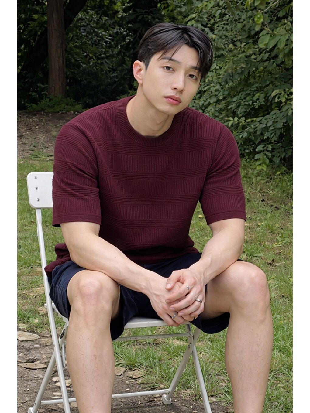 Bordo Fitilli Triko Tişört Erkek Slim Fit Yazlık Premium Basic Üst-1