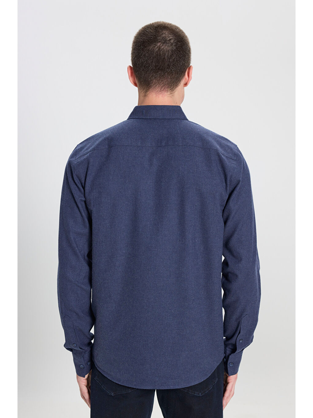 Regular Fit Normal Kesim %100 Pamuk Lacivert Gömlek-4
