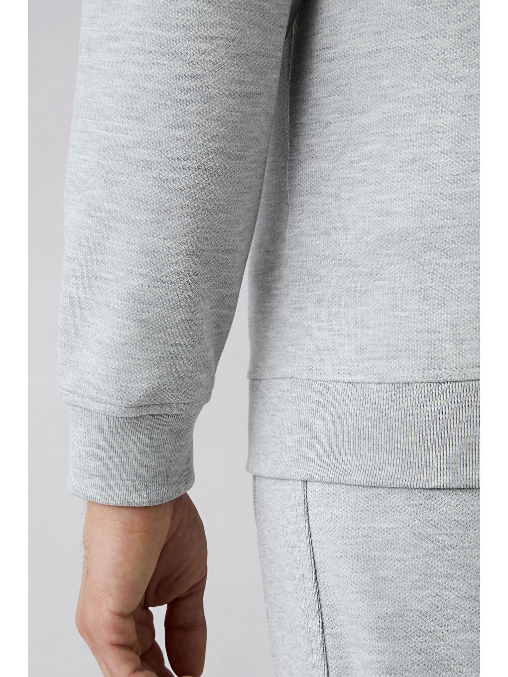 Gri Fermuarlı Esnek Bomber Sweat Hırka-4