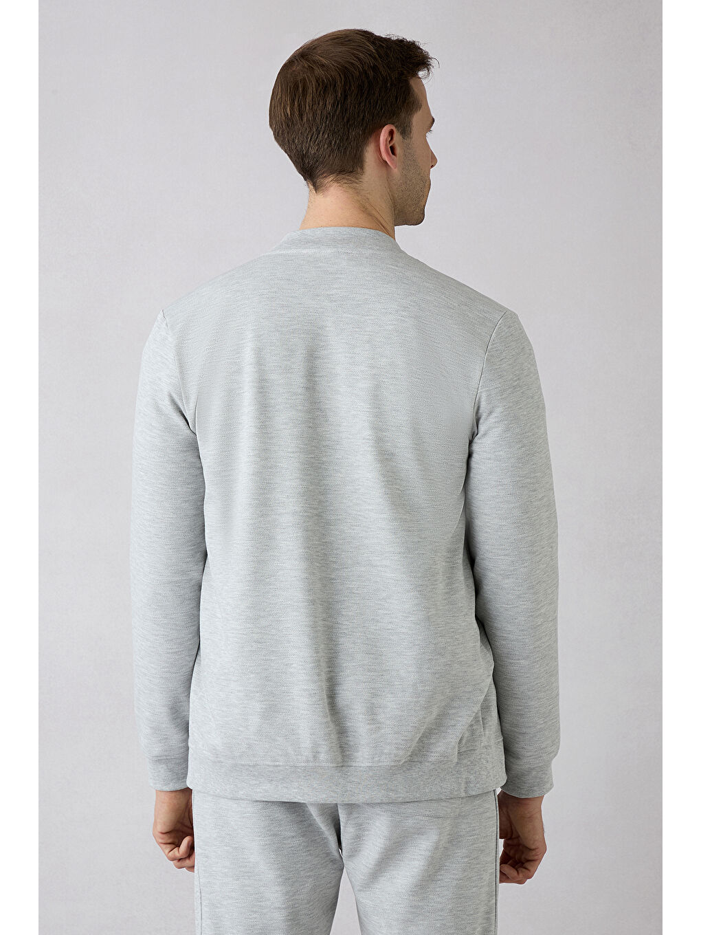 Gri Fermuarlı Esnek Bomber Sweat Hırka-5