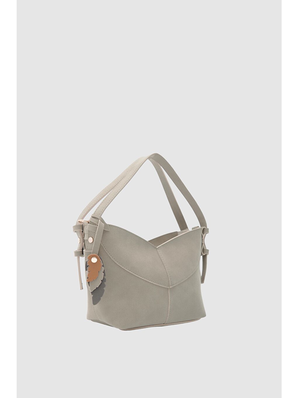 Bej Low Asimetrik Süet Çapraz Çanta Vizon-2