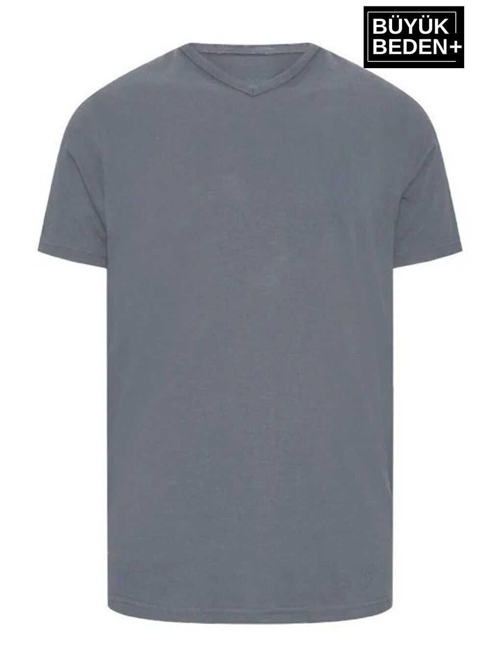 Gri Erkek  V Yaka Büyük Beden Tişört SPRBTS09