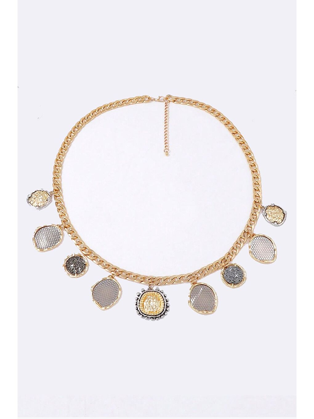 Sarı Marka Antik Gold Madalyonlu Kalın Zincir Kolye