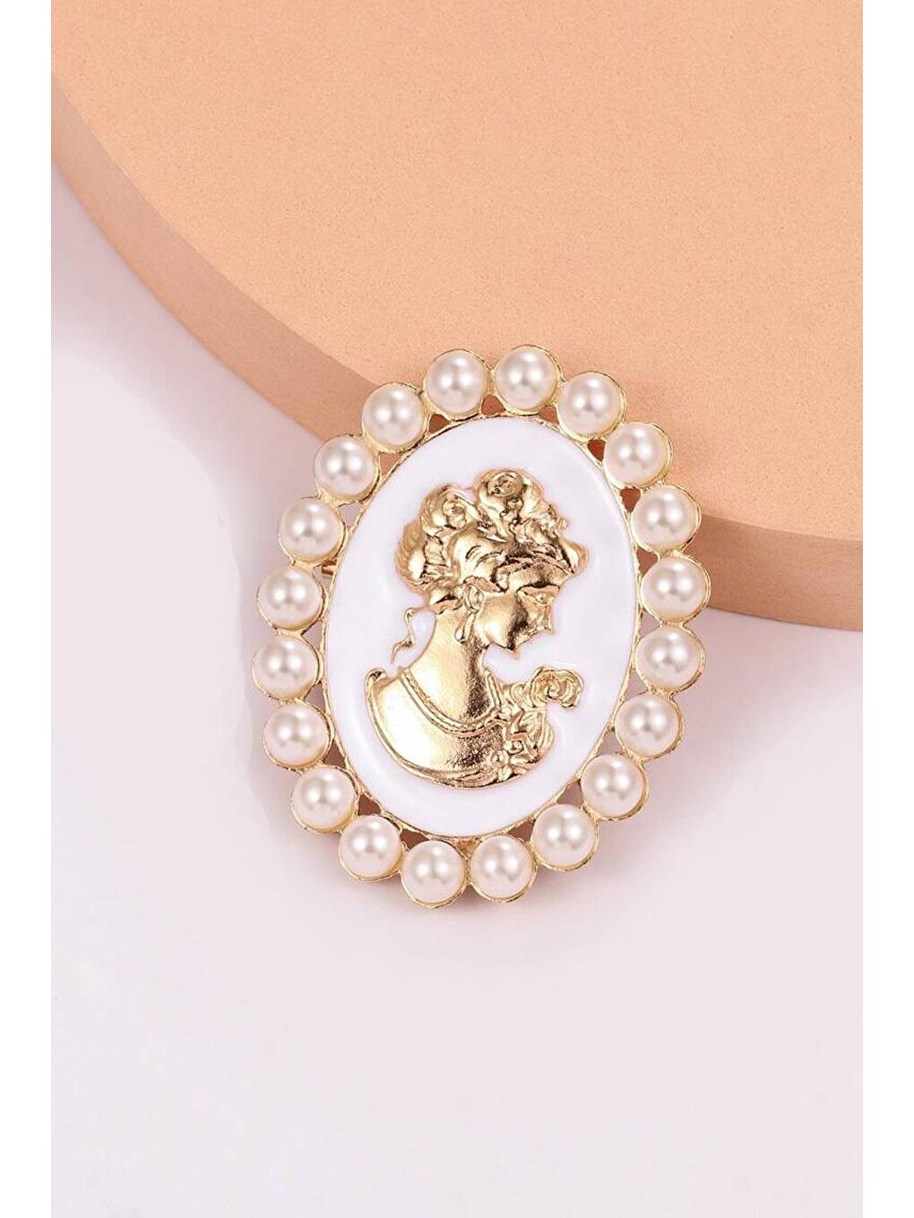 Beyaz Klasik Fransız Tarzı Yaka İğnesi Broş-2