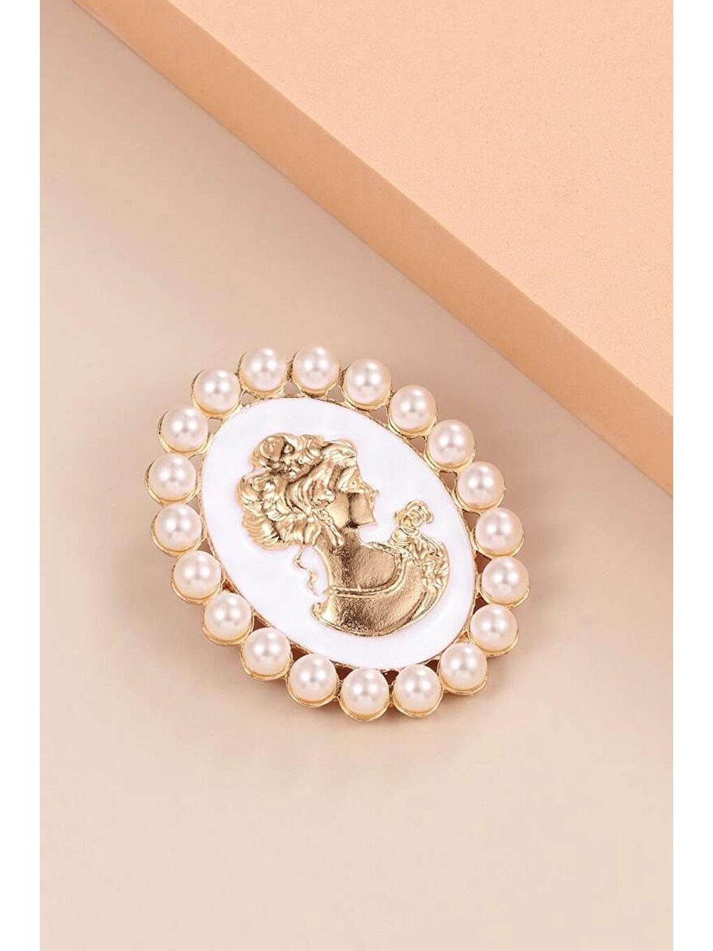 Beyaz Klasik Fransız Tarzı Yaka İğnesi Broş-4