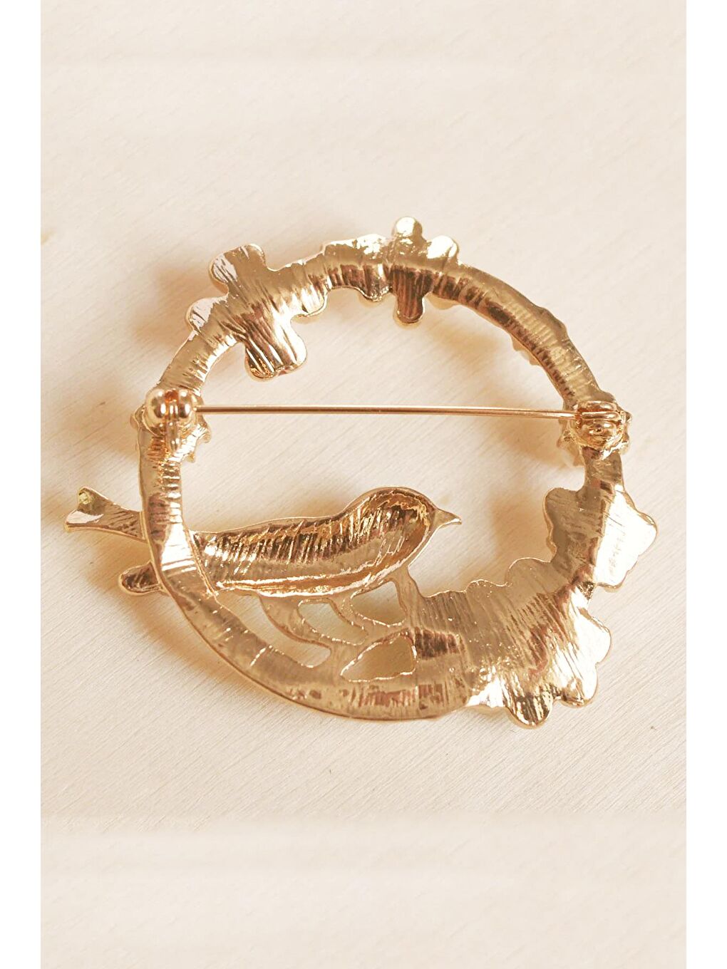 Sarı Cennet Bahçesi Kuş Detaylı Broş Yaka İğnesi-3