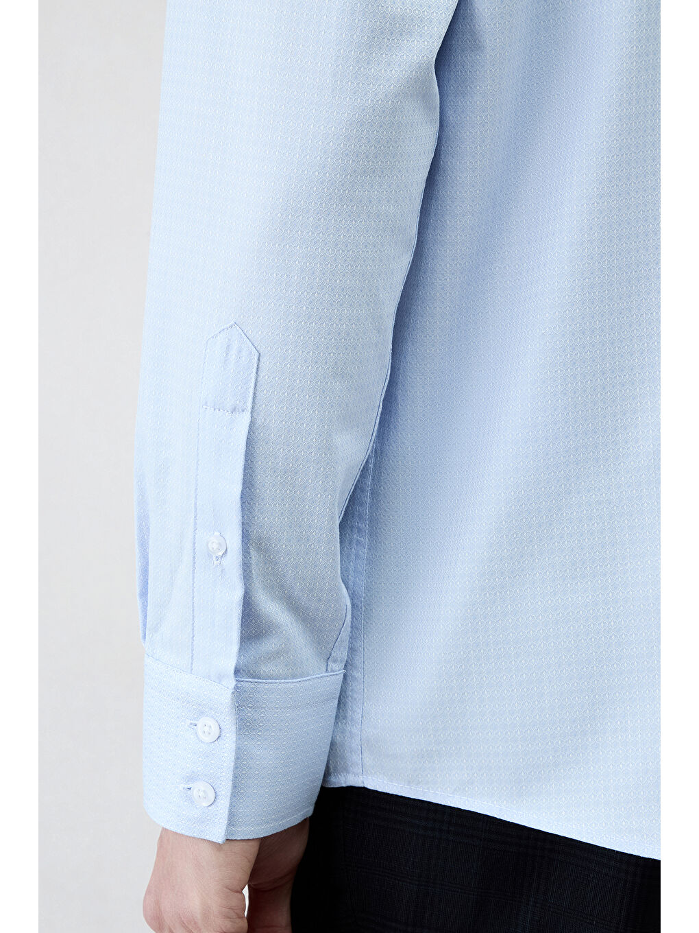 Mavi Uzun Kol Regular Fit Klasik Yaka Cepli Desenli Pamuk Gömlek-4