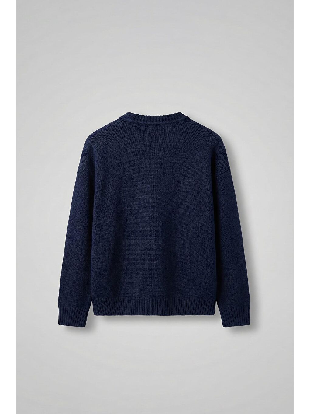 Erkek Oversize Limited Kabartma Baskılı Triko Kazak Lacivert-1