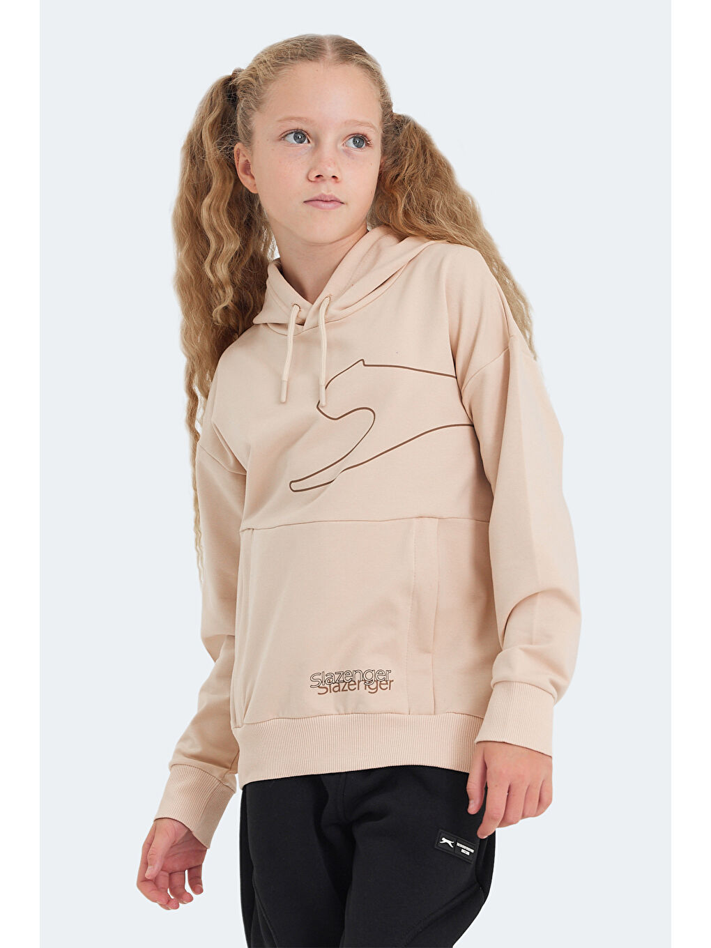 Kahverengi LINK Unisex Çocuk Kapüşonlu Cepli Camel Sweatshırt-2