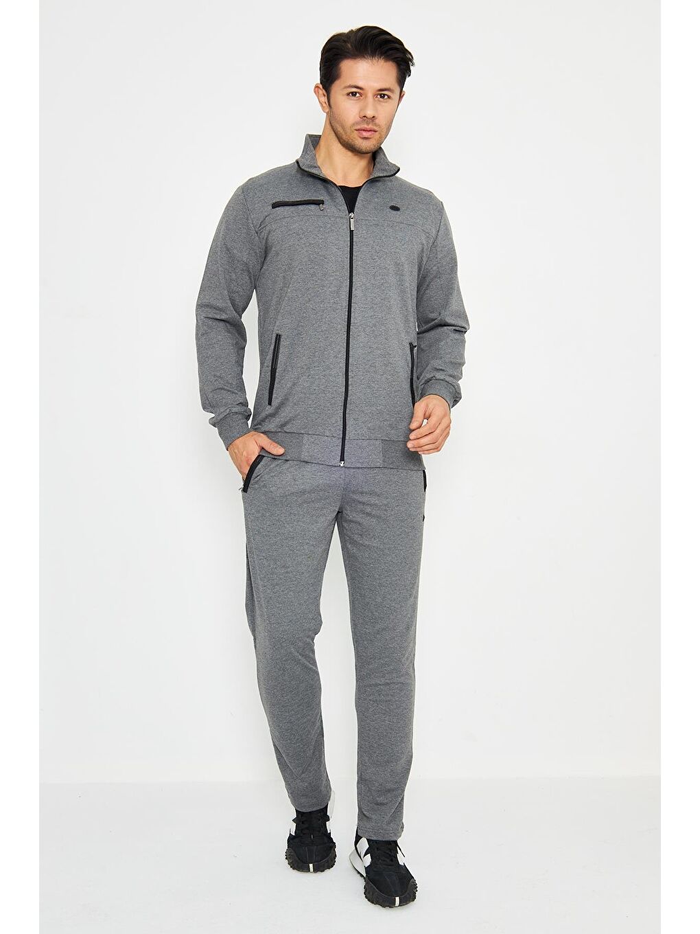 Antrasit Pamuklu Kumaş Erkek Eşofman Takımı Fm19102