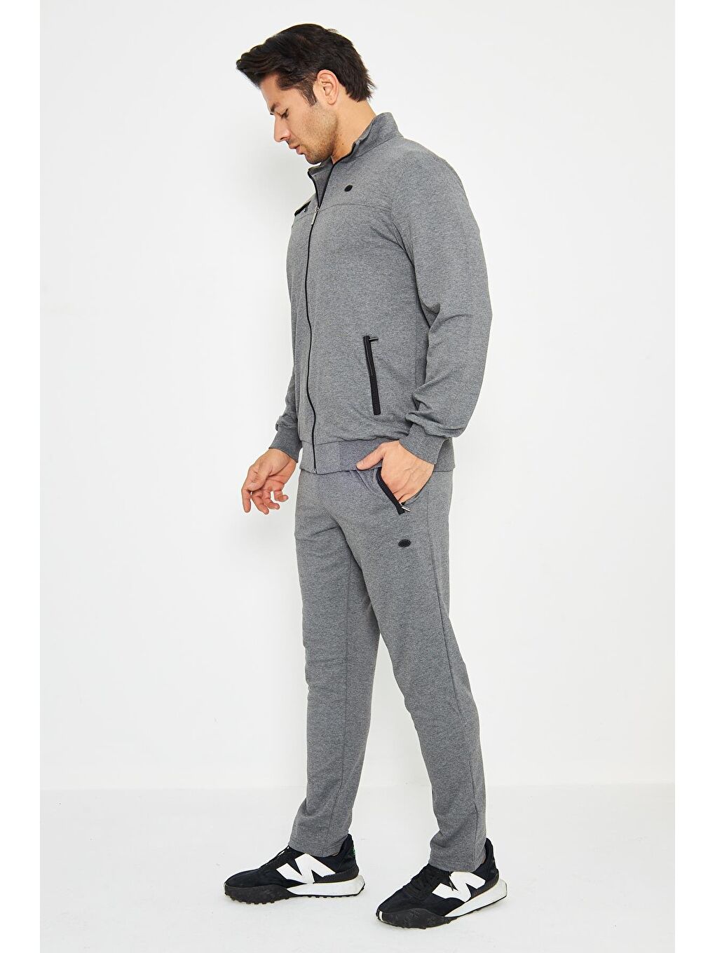 Antrasit Pamuklu Kumaş Erkek Eşofman Takımı Fm19102-1