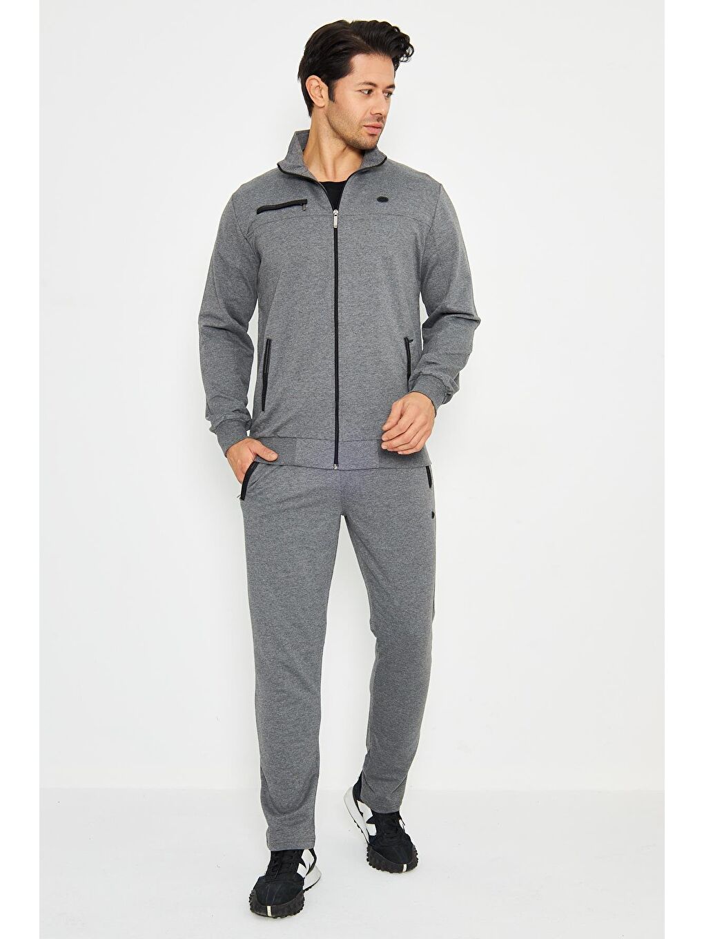 Antrasit Pamuklu Kumaş Erkek Eşofman Takımı Fm19102-2