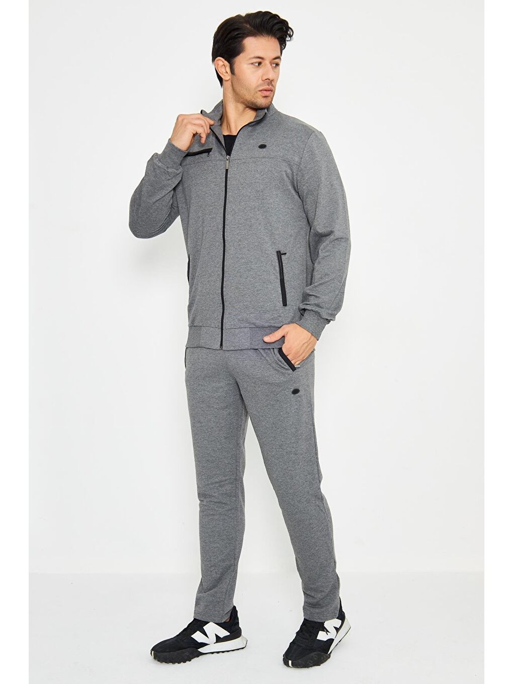 Antrasit Pamuklu Kumaş Erkek Eşofman Takımı Fm19102-4