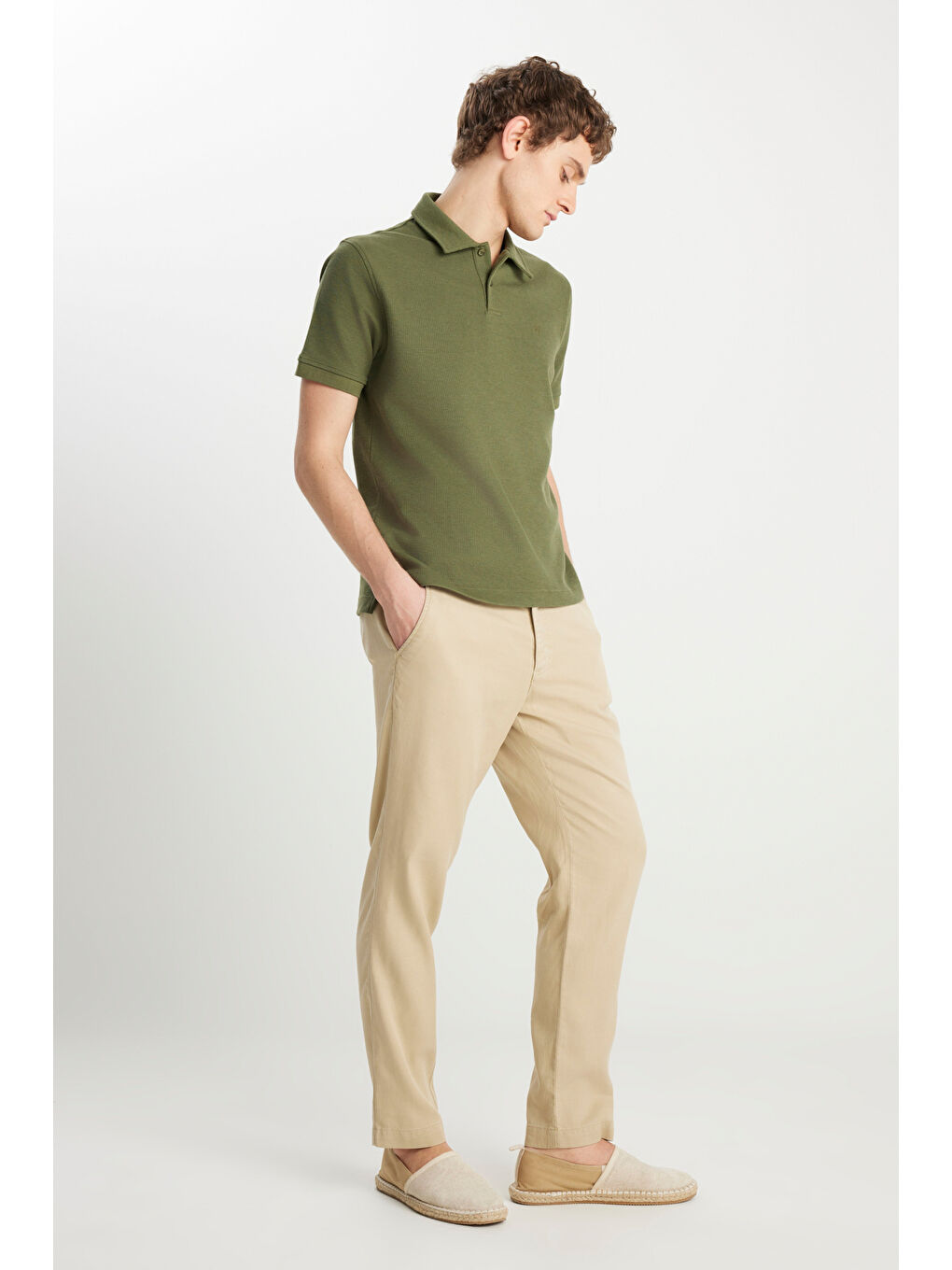 Regular Fit Normal Kesim Lastikli Bel Açık Yeşil Chino Pantolon-2