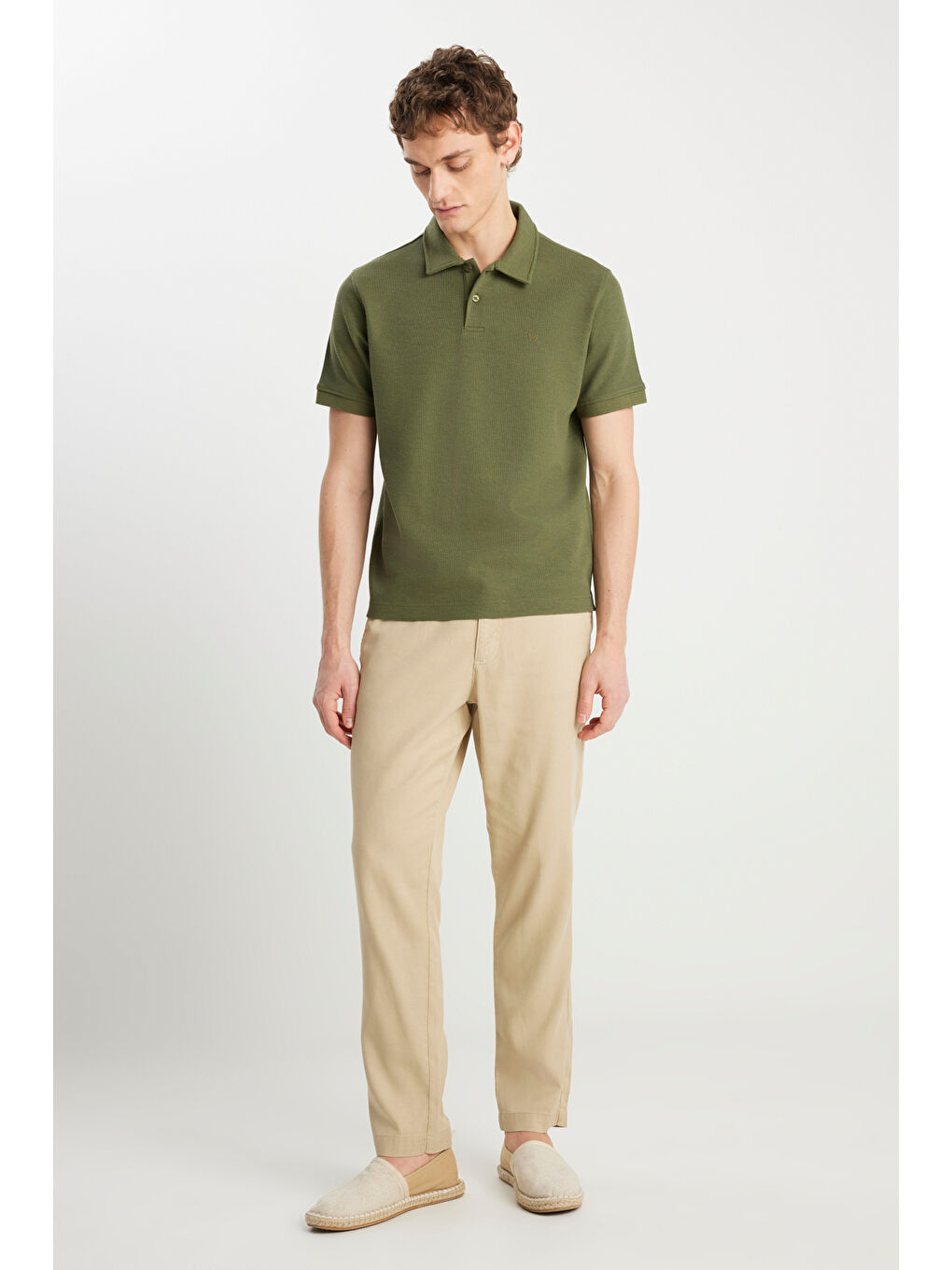 Regular Fit Normal Kesim Lastikli Bel Açık Yeşil Chino Pantolon-3