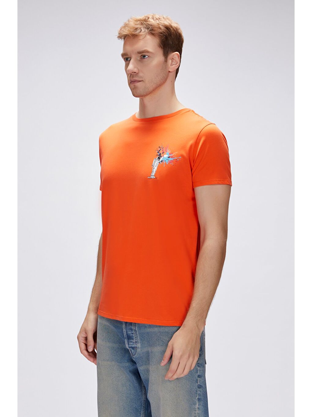 Endless Turuncu Erkek Baskılı Tişört-1