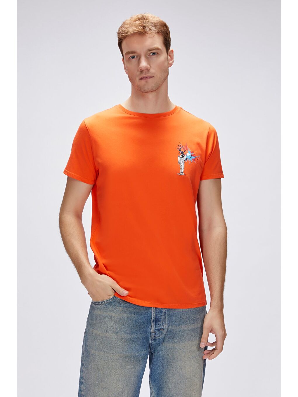 Endless Turuncu Erkek Baskılı Tişört-2
