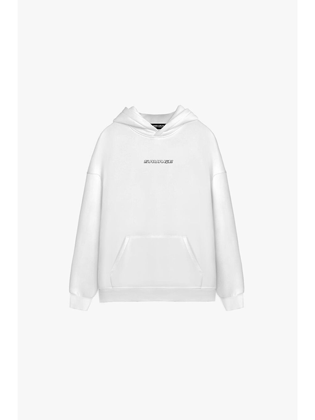 Erkek Oversize Savage Baskılı Premium Kapüşonlu Sweatshirt Ekru-2