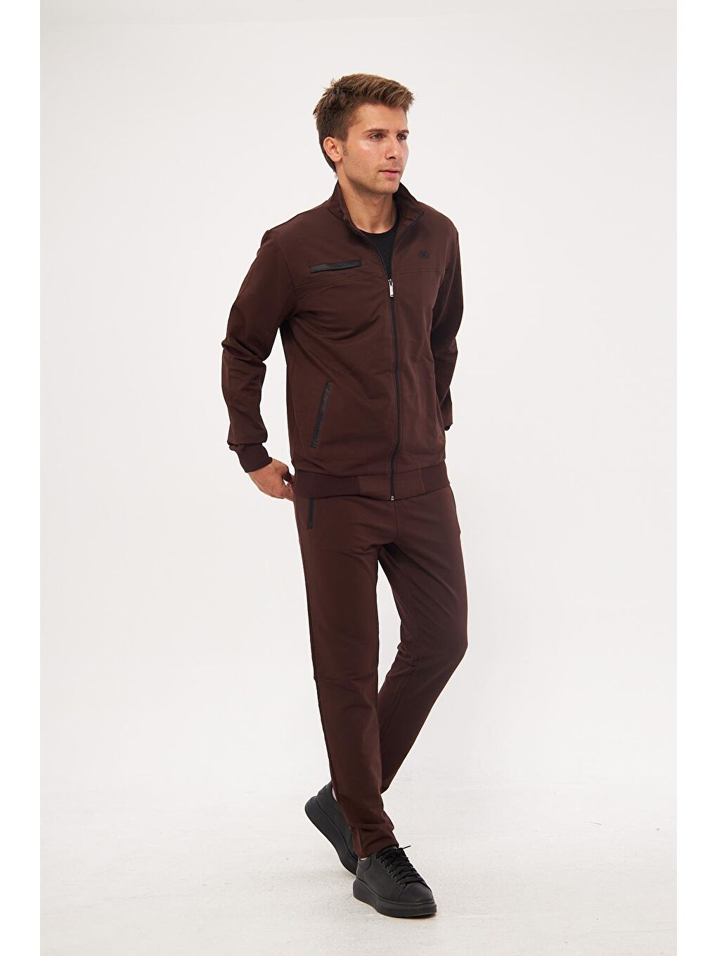 Kahverengi Pamuklu Kumaş Erkek Eşofman Takımı Fm19102-2