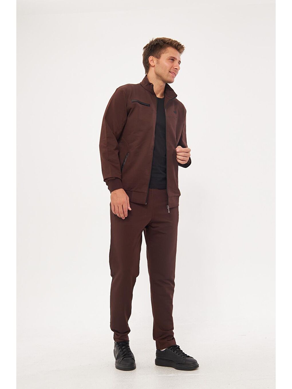 Kahverengi Pamuklu Kumaş Erkek Eşofman Takımı Fm19102-4