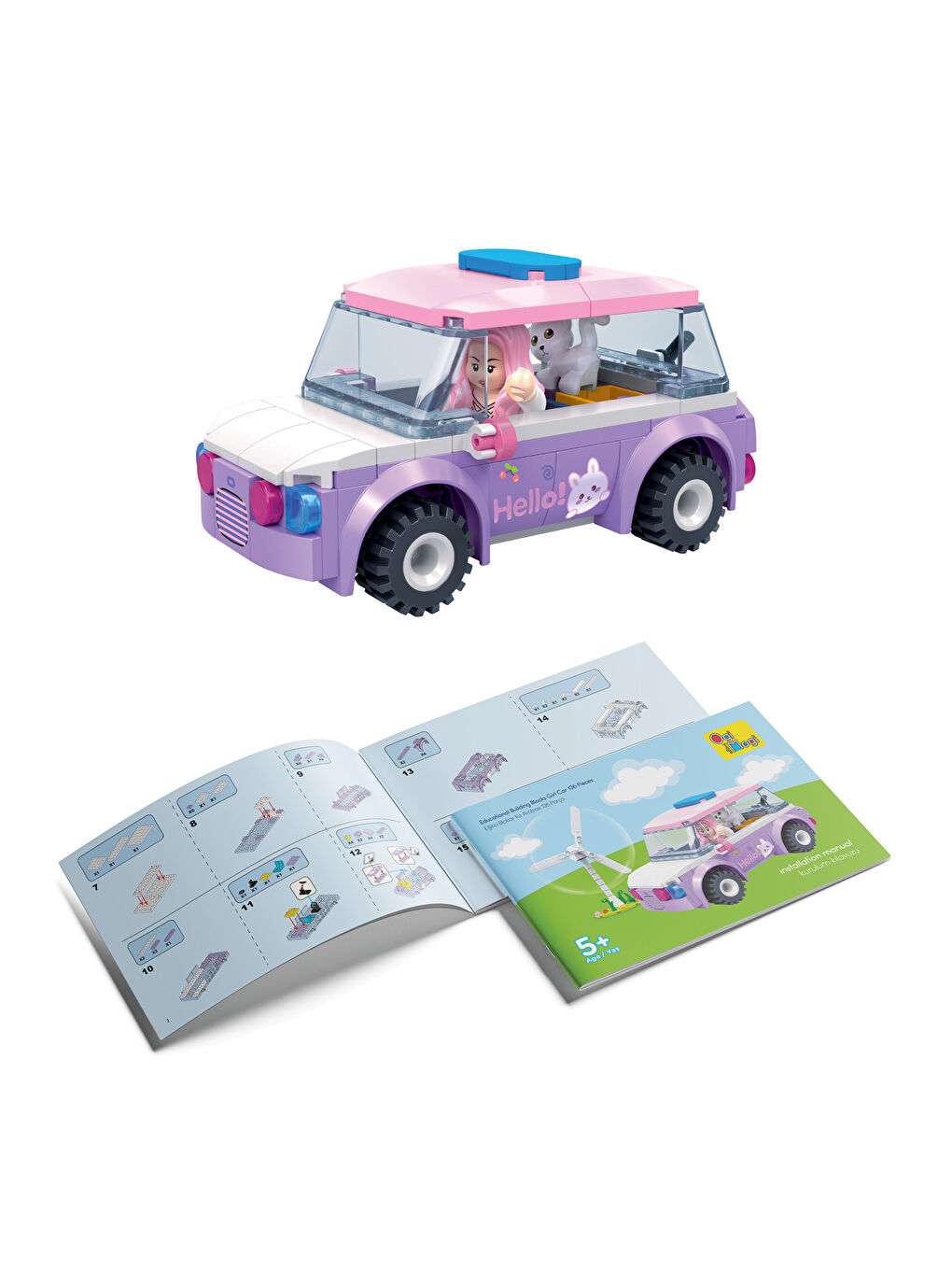 Eğitici Bloklar Kız Arabası 136 Parça Yapı Seti-5