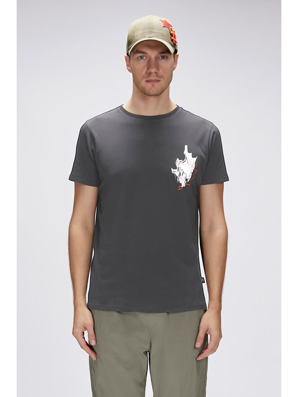 Gri Gerald Antrasit Erkek Baskılı Tişört