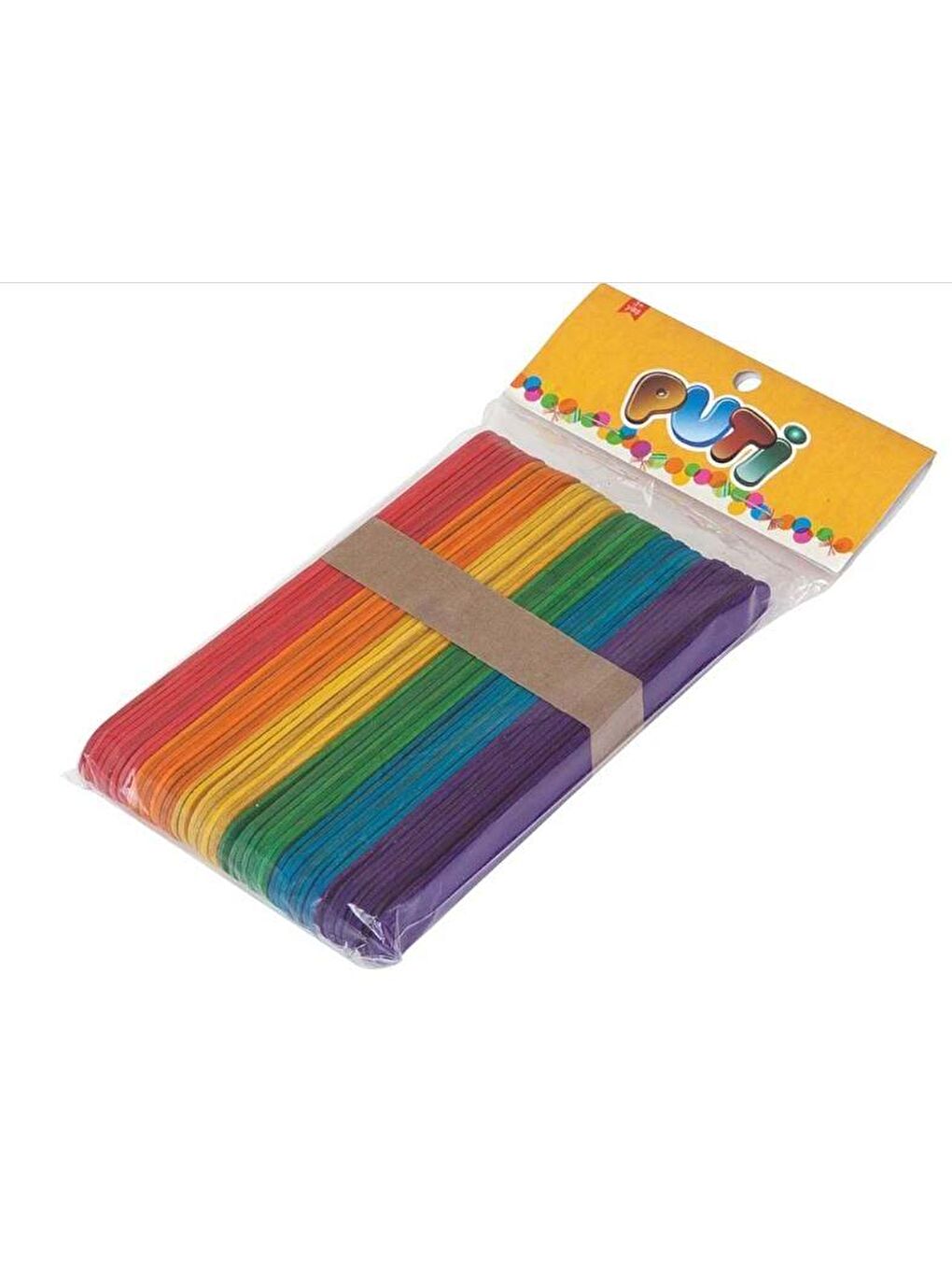 Renkli Dar Ahşap Çubuk 50'li Paket (KOD : 4582)