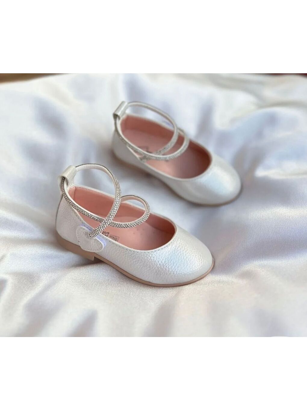 Ekru Cırtlı Kız Çocuk Babet Ayakkabı