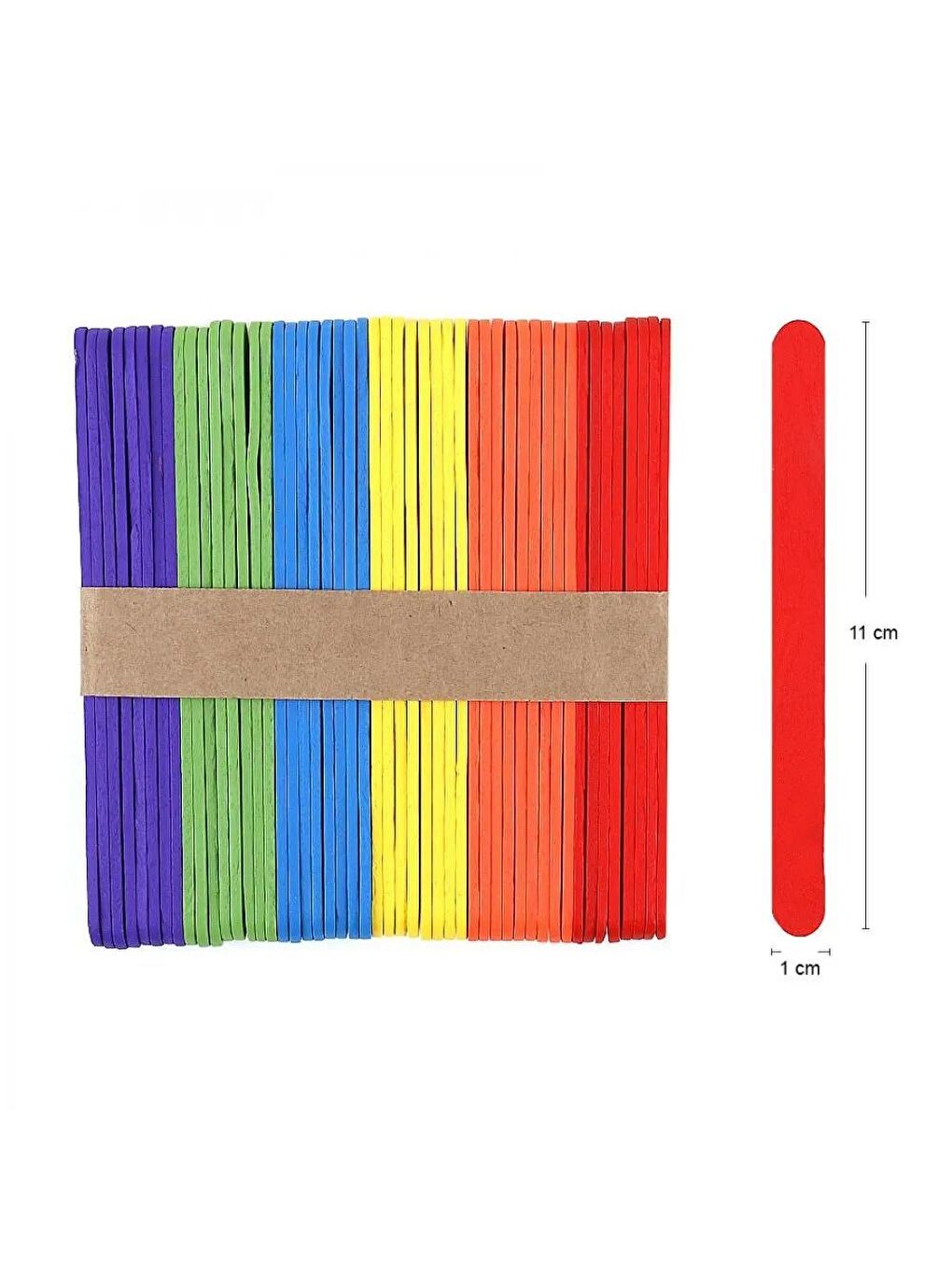 Renkli Dar Ahşap Çubuk 50'li Paket (KOD : 4582)-1