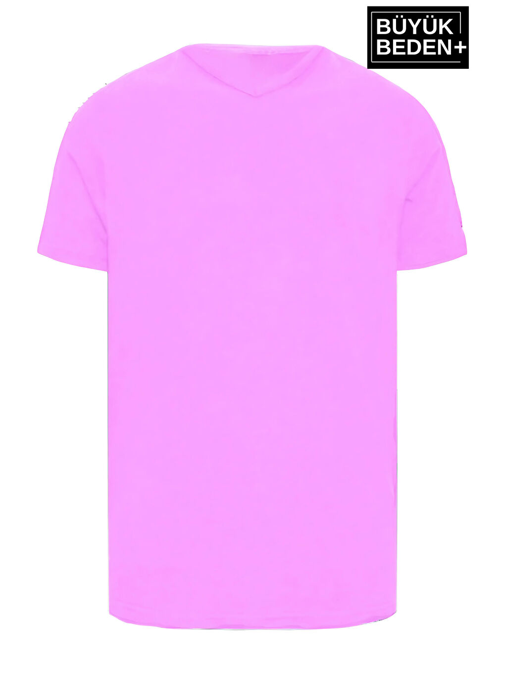 Pembe Erkek  V Yaka Büyük Beden Tişört SPRBTS09