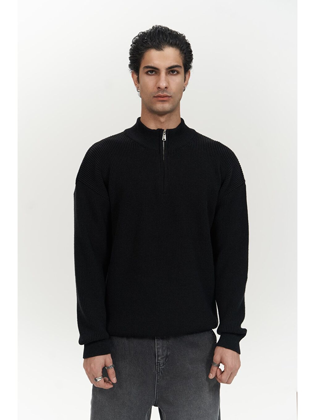 Mathis Siyah Balıkçı Yaka Erkek Triko Kazak-1