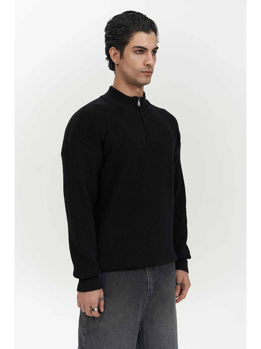 Mathis Siyah Balıkçı Yaka Erkek Triko Kazak-2