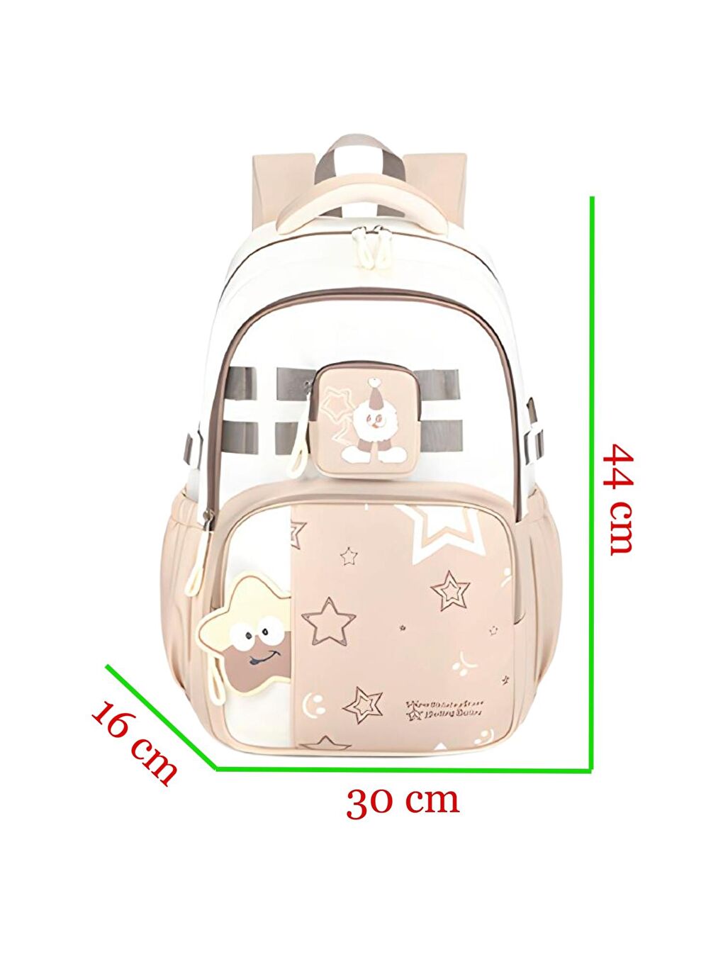 3 Bölmeli New Star Kolej Okul Sırt Çantası Bej (MU-1926)-1