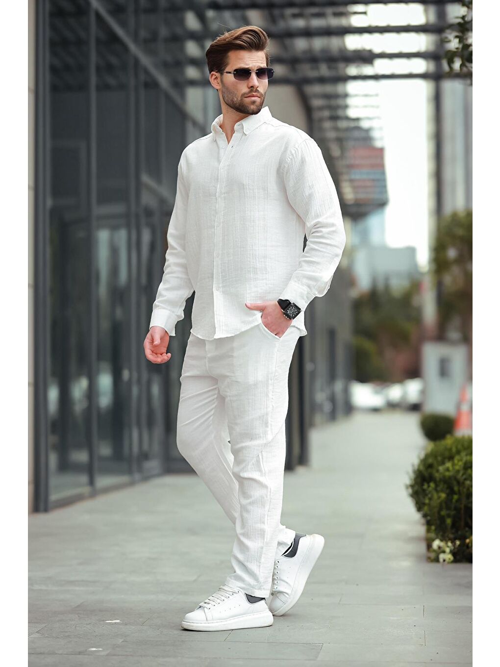 Beyaz Gömlek Pantolon Erkek İkili Takım E7322